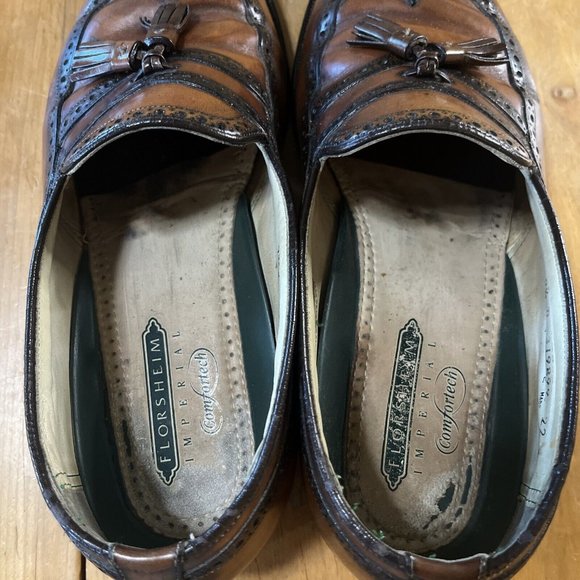 Florsheim Imperial Comfortech 93050 Wing Tip Brogue Tassel Loafer Antiqued  9.5D main image 12